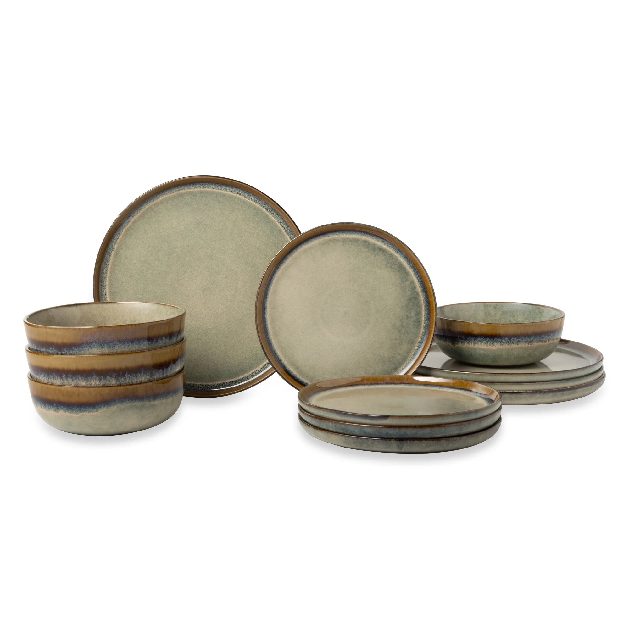 12-Piece Ceramic Dinnerware Set, Asher Collection