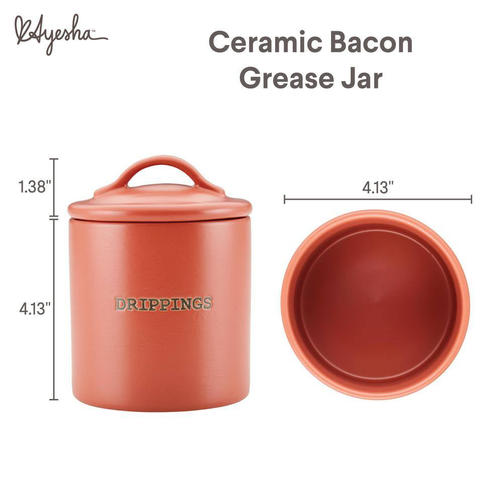 Ceramics Bacon Grease Jar 21 Oz. Redwood