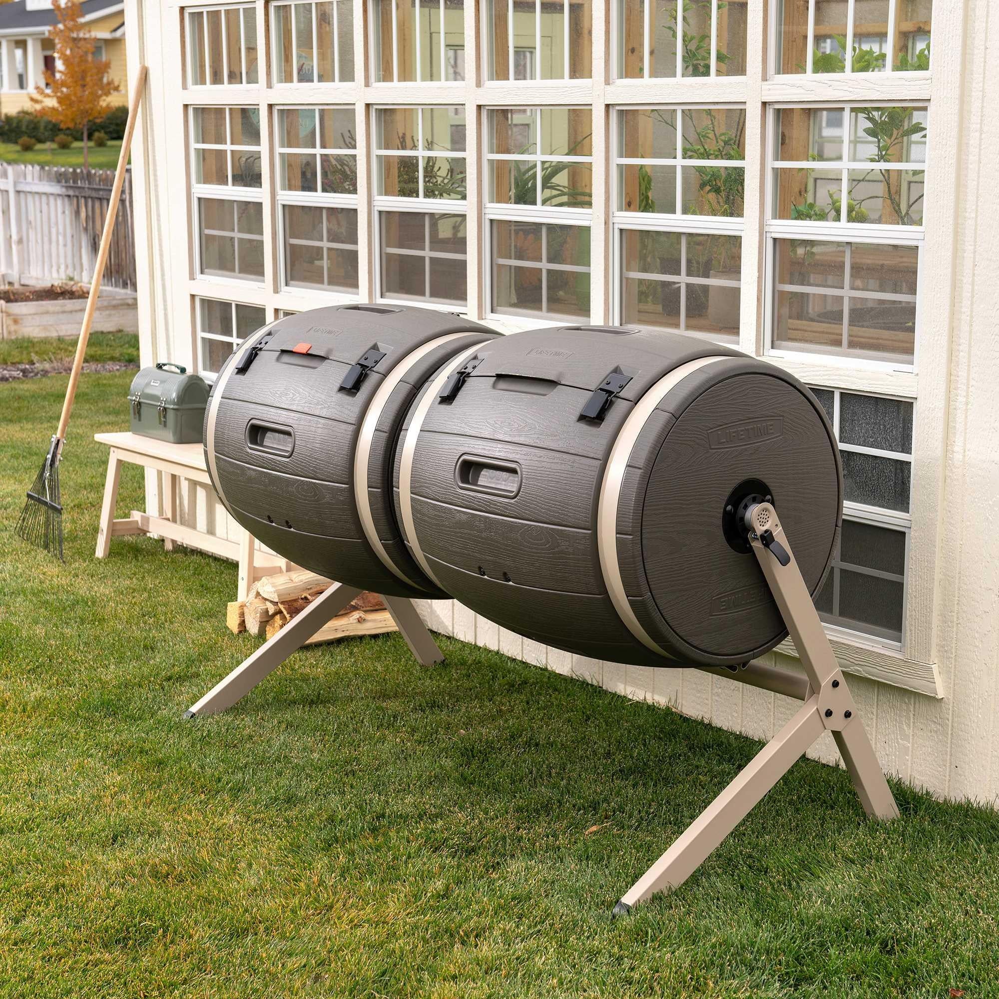 Double Bin Rotating Composter, 100 Gallon, Polyethylene (60309)