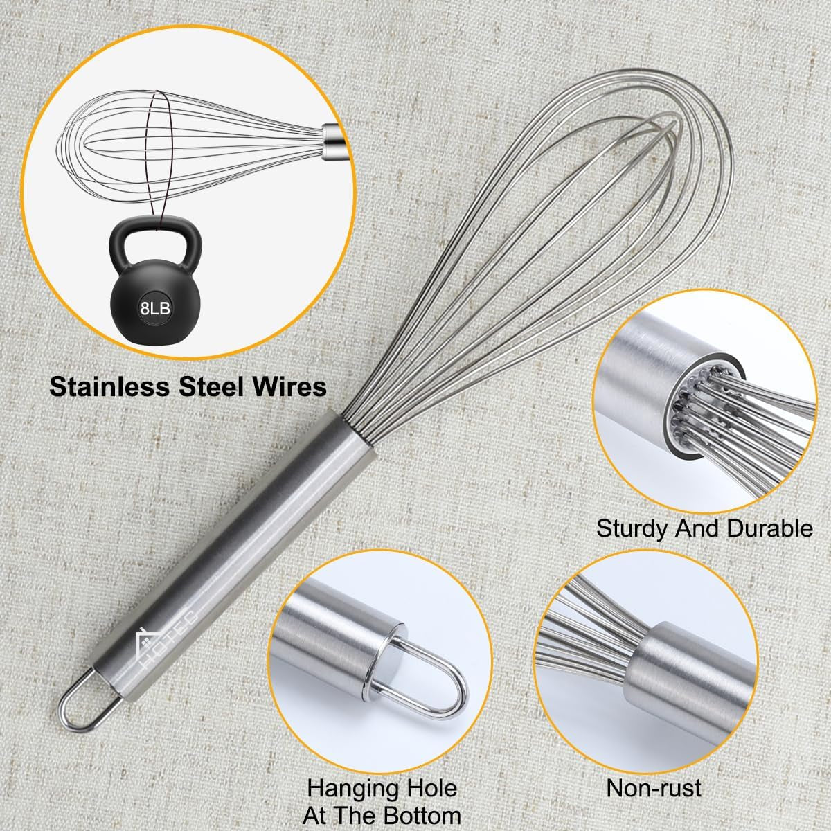 Stainless Steel Whisk Set of 4, Food Grade Balloon Whisk Egg Beater, Thicken Wire Mixing Whisk for Baking, Cooking, Whisking Cream, Sauce, Pancake Batter