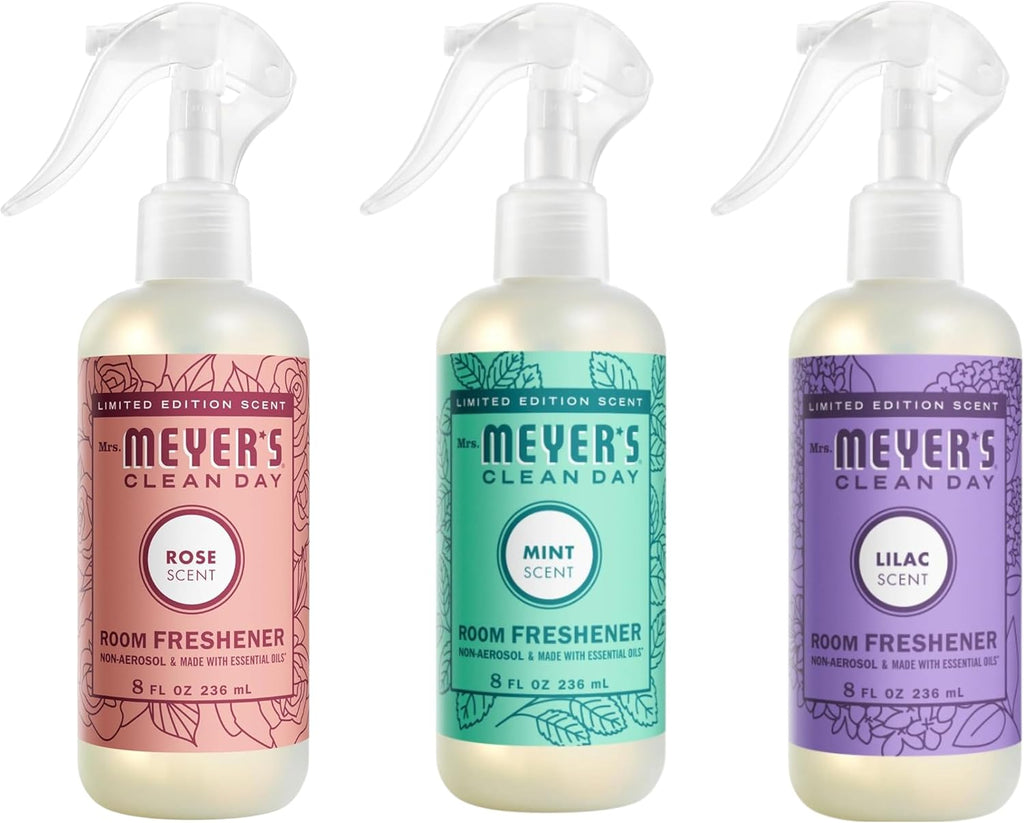 MRS. MEYER'S CLEAN DAY Room Freshener Variety Scents 3 CT (Rose + Lilac + Mint) 8 Fl Oz.