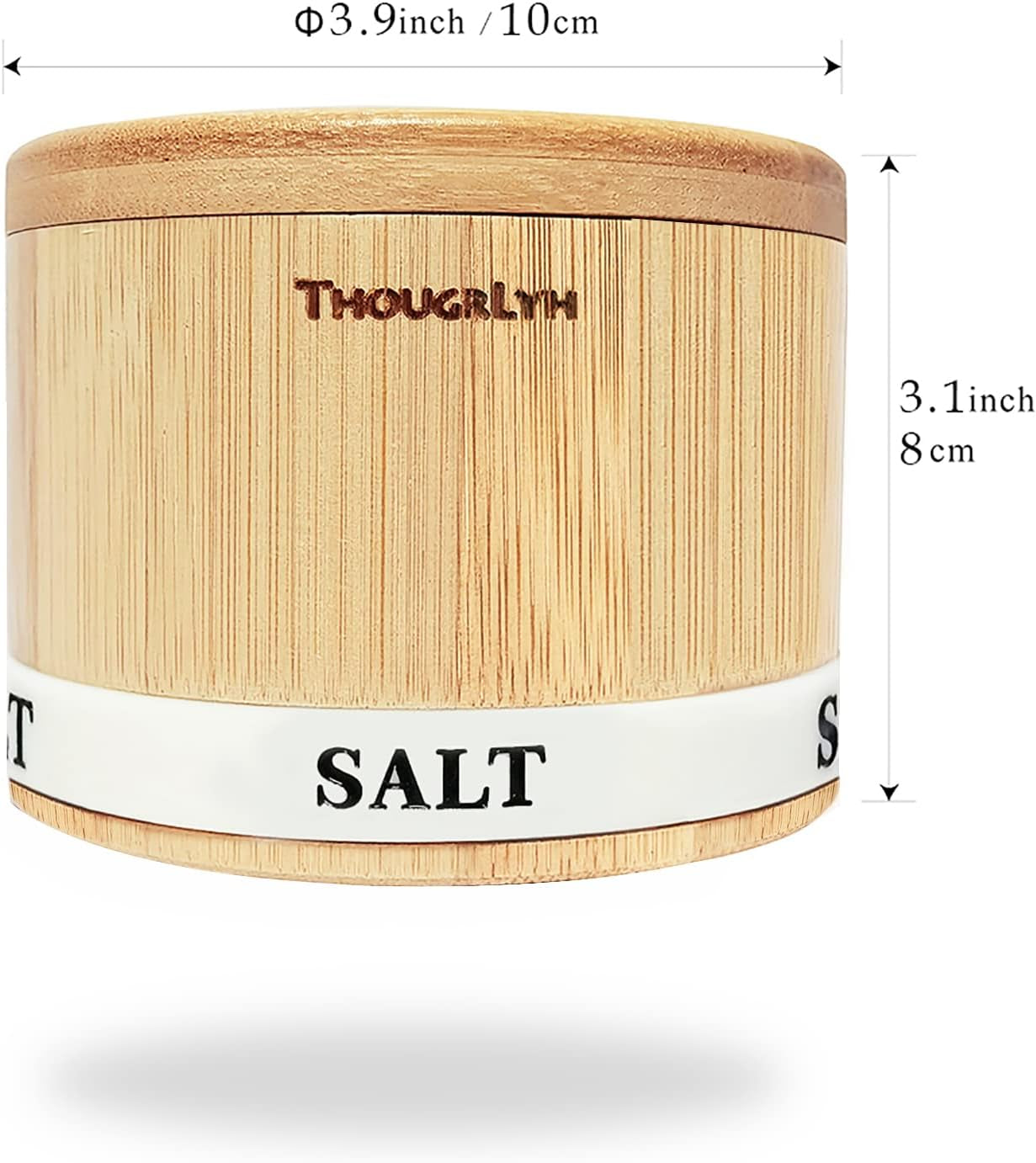 Bamboo Salt and Pepper Box with Swivel Lid and 2 Spoons - 13OZ