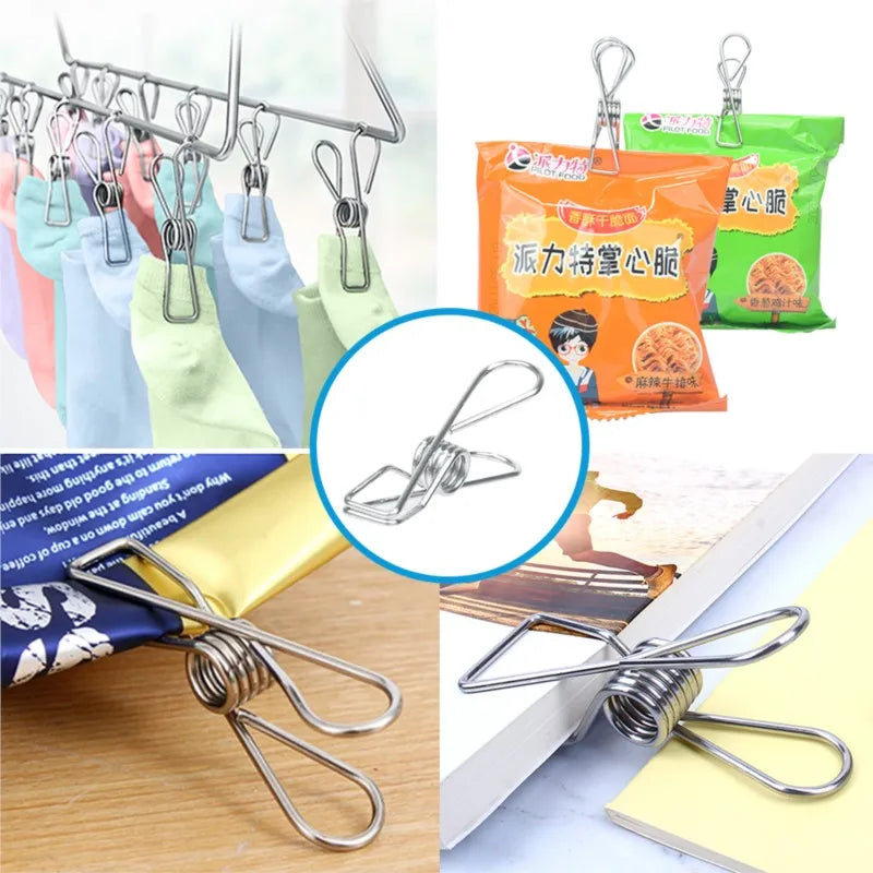 Clothespins Stainless Steel Clothes Pegs Washing Hang Laundry Metal Home Storage Tool 10-100Pcs Cloth Pin Clip Holders 6Cm Clips