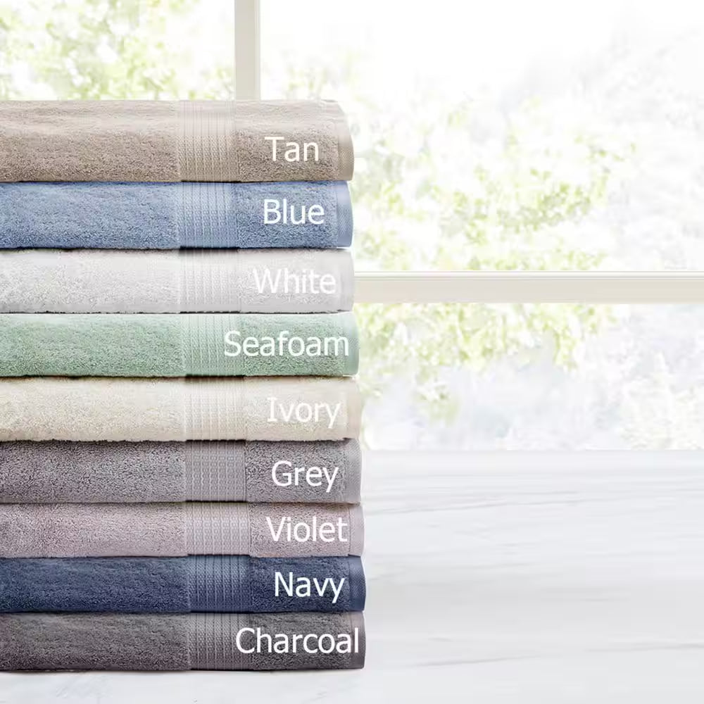 Organic 6-Piece Blue Cotton Bath Towel Set