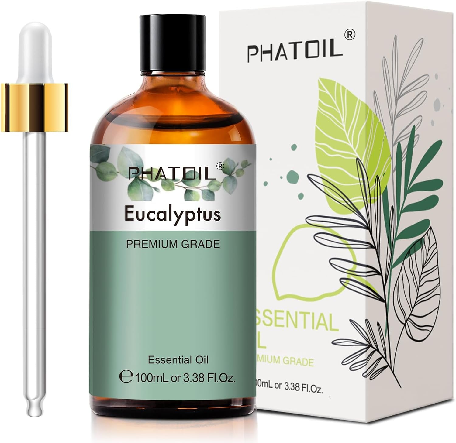 Pure Eucalyptus Essential Oil, 100% Pure Therapeutic Grade Premium Oil for Hair Care, Skin, Aromatherapy 3.38Fl Oz
