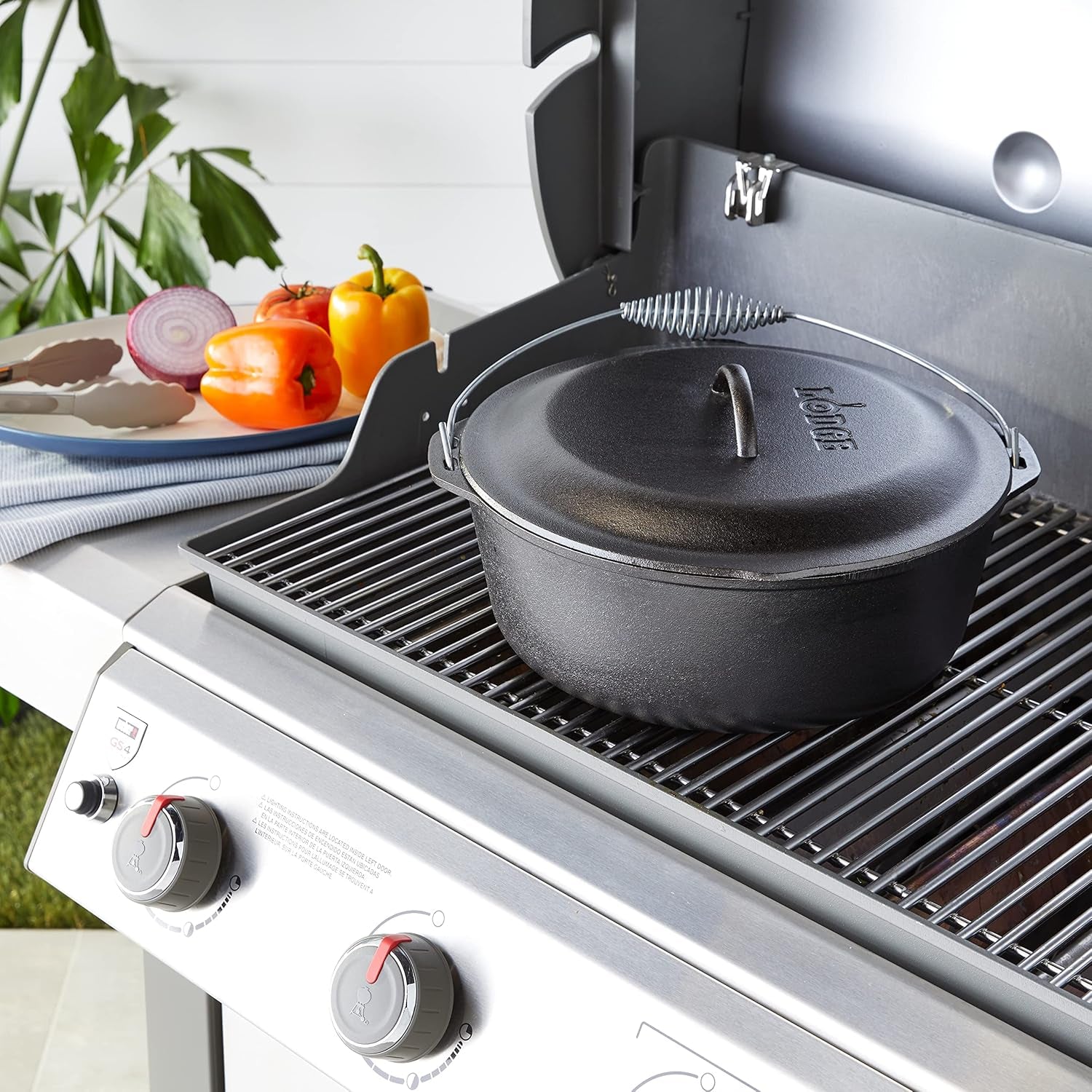 Seasoned Cast Iron Dutch Oven with Bail Handle - Heavy-Duty Campfire Ready Cooking Pot with Lid for Indoor & Outdoor Cooking - 9 Quart