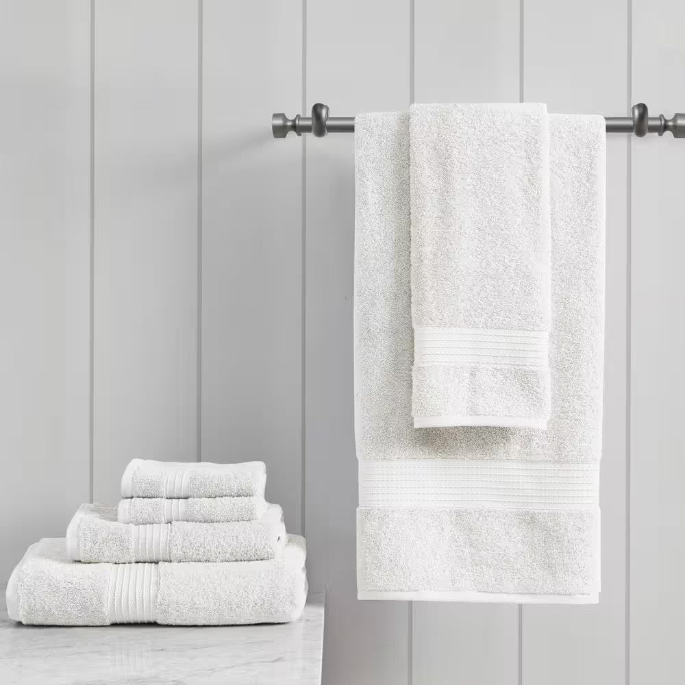 Organic 6-Piece White Cotton Bath Towel Set