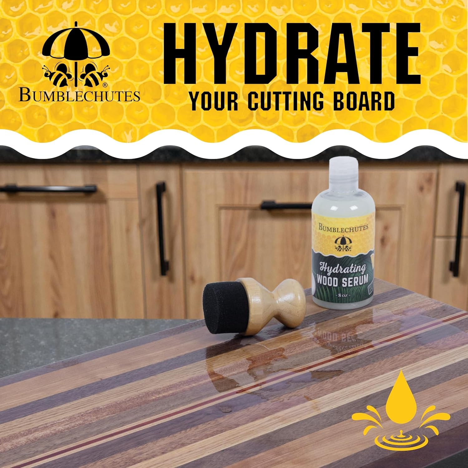 Wood Cutting Board Care Kit Gift Box – Clean, Hydrate, Protect – Natural Beeswax Cutting Board Wax Food Grade Butcher Block Oil, Wood Soap, Scrub Brush, Buff Pads, Applicator