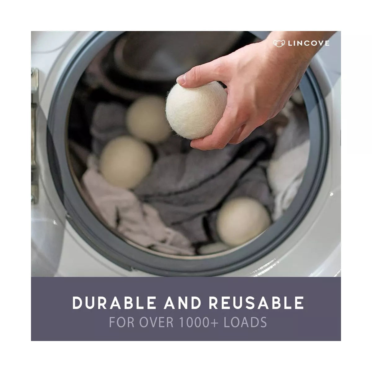 Lincove 100% Organic Wool Dryer Balls – Natural Fabric Softener, Reduces Drying Time & Static, Reusable, 1,000+ Loads