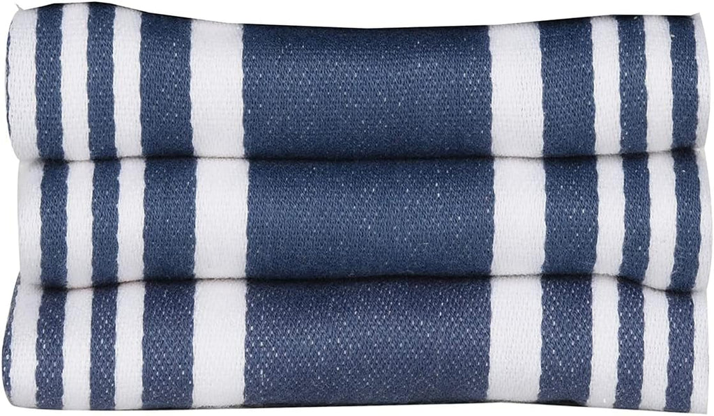 Kitchen Towels 100% Cotton Dish Towels for Kitchen (Set of 3) 20”X30” Dish Cloths Highly Absorbent Kitchen Linen Set with Hanging Loop Perfect for Drying Dishes Cleaning Towels-Blue White