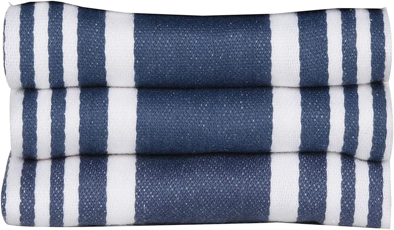Kitchen Towels 100% Cotton Dish Towels for Kitchen (Set of 3) 20”X30” Dish Cloths Highly Absorbent Kitchen Linen Set with Hanging Loop Perfect for Drying Dishes Cleaning Towels-Blue White