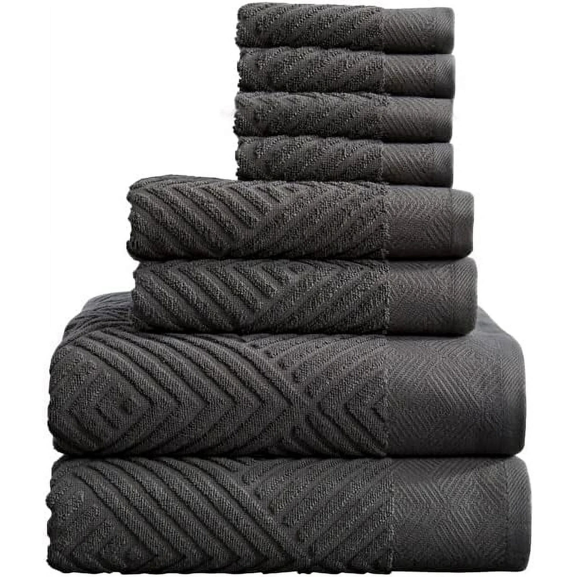 100% Organic Cotton Luxury Bathroom Towel Set for Hotel & Spa, 8-Piece, Gray