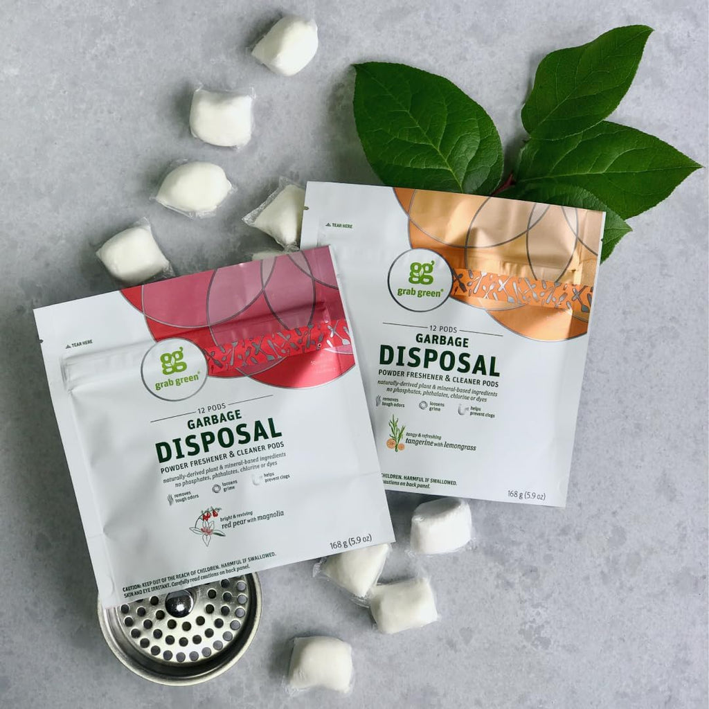 Naturally-Derived, Tangerine with Lemongrass, 12 Pods (4-Pack), Mineral-Based Garbage Disposal Cleaner & Freshener