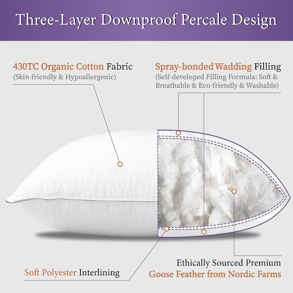 Goose down Feather Bedding Set Queen Size - Comforter and 2 Pillows
