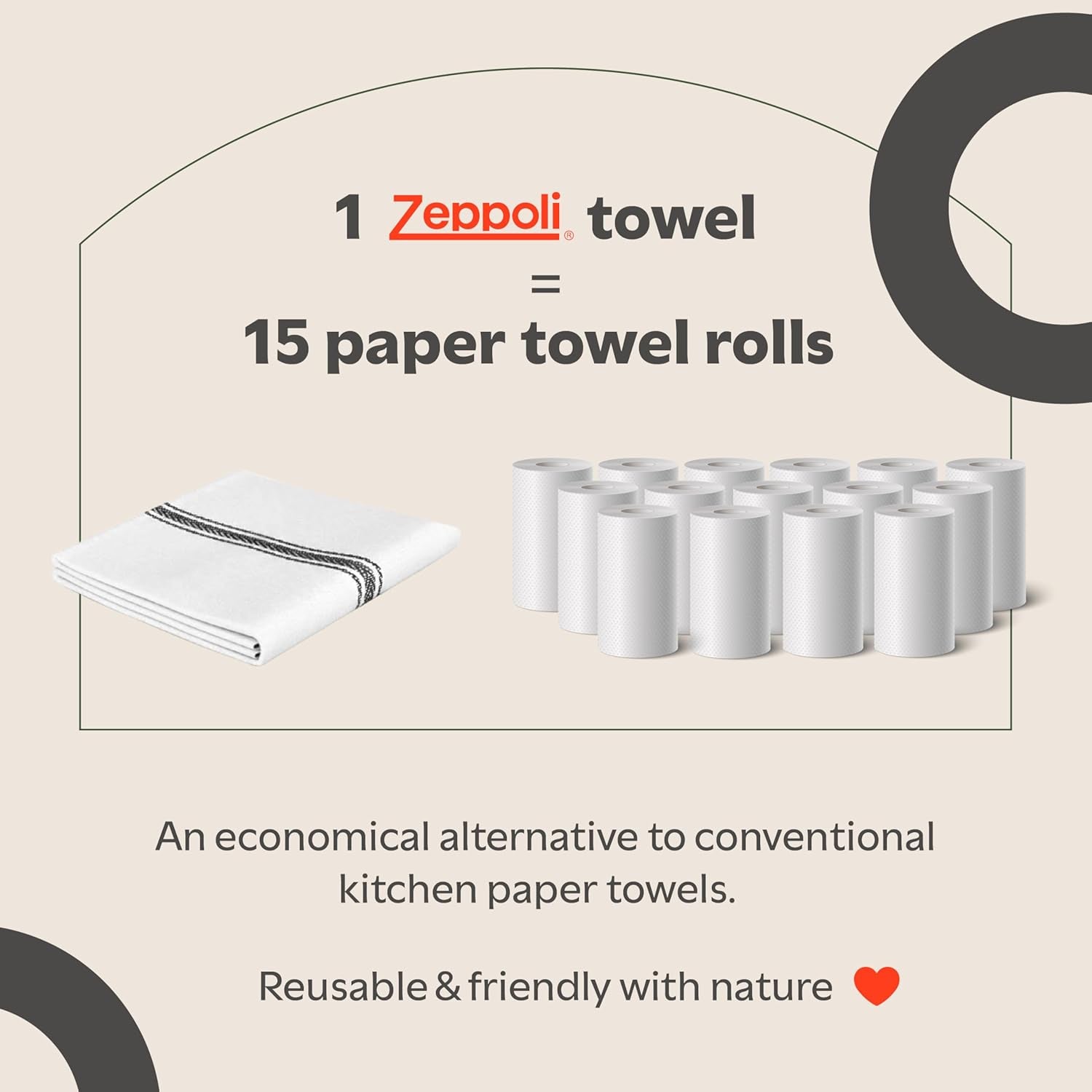 Classic Kitchen Towels - 15 Pack 100% Natural Cotton Kitchen Towel Set, Reusable Wash Cloths, Absorbent Dish Towels, Machine Washable Hand Towels, Kitchen Essentials, 14” X 25”, Black Striped
