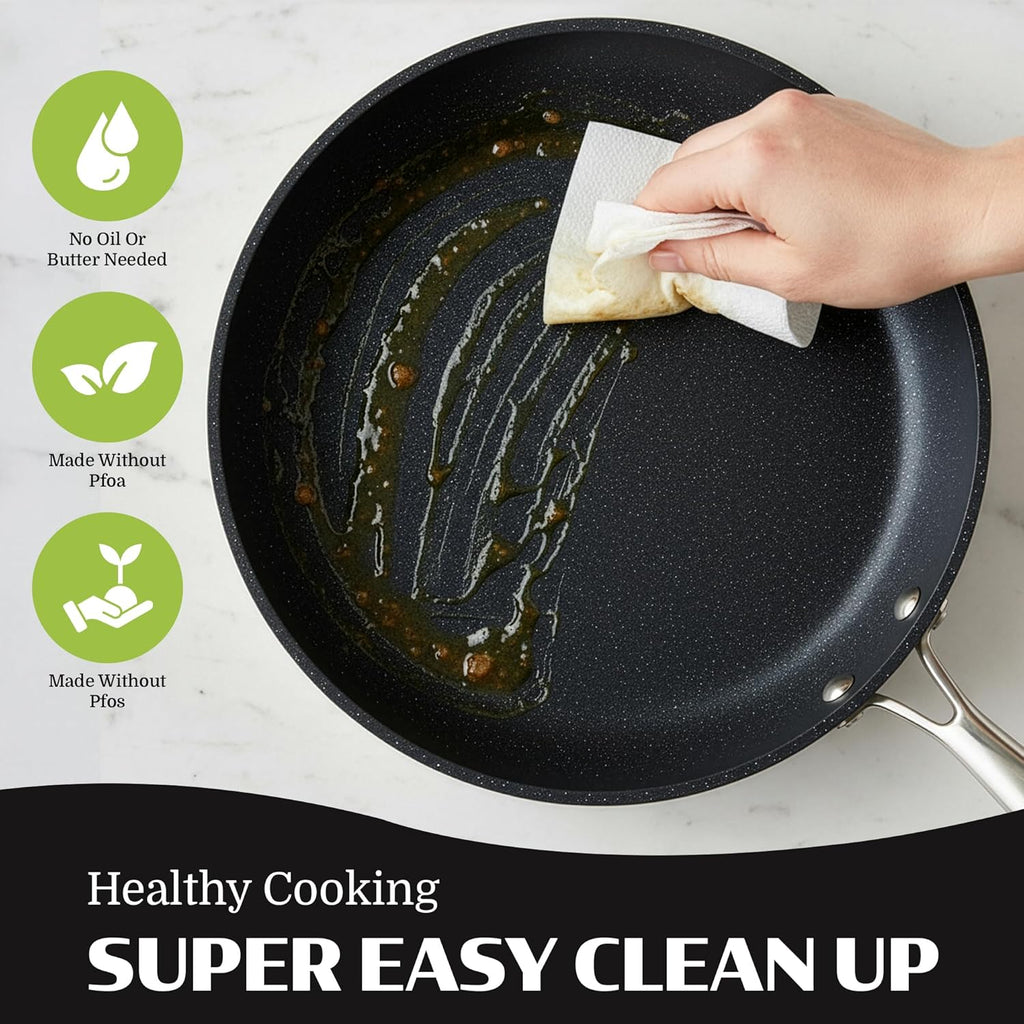Ceraluxe 20 Pc Ceramic Cookware Set Nonstick, Complete Pots and Pans Set Non Stick for Kitchen with Bakeware, Utensils & Steamer, Non Toxic Made without PFOA PFOS, Oven & Dishwasher Safe