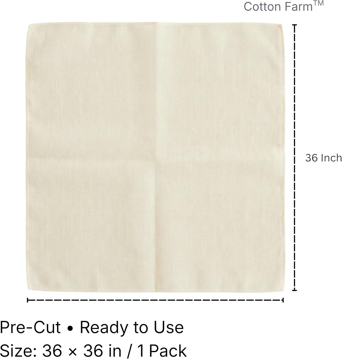 Cotton Farm Grade 100 XL Cheese Cloth for Straining & Cooking; 36X36 Inch; 100% Unbleached Cotton Cheesecloth; Reusable with Finished Edges, Butter Muslin