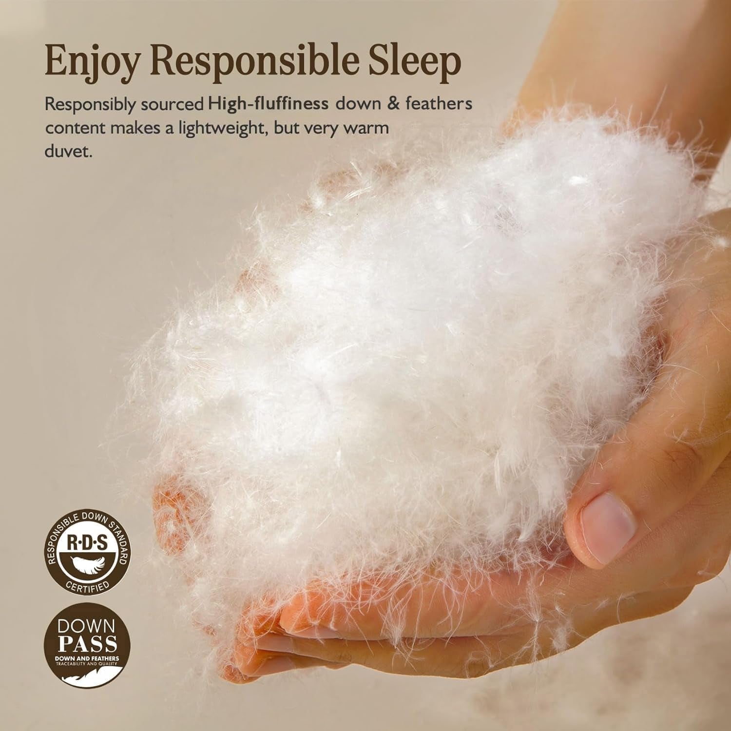 Lightweight Organic Feather down Comforter Full Size and down Pillows Set for Summer