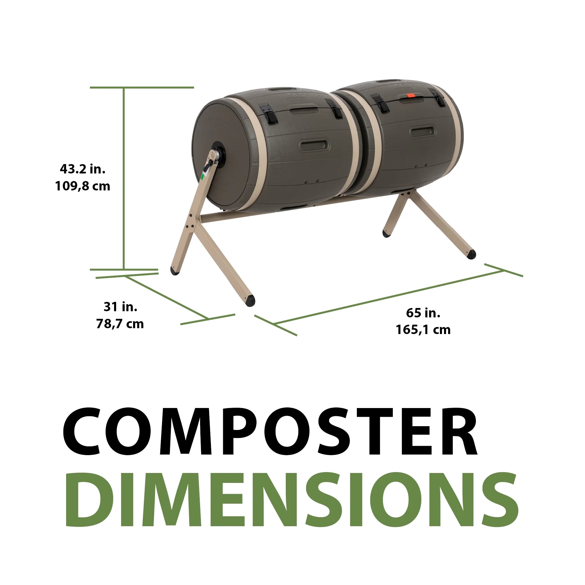 Double Bin Rotating Composter, 100 Gallon, Polyethylene (60309)