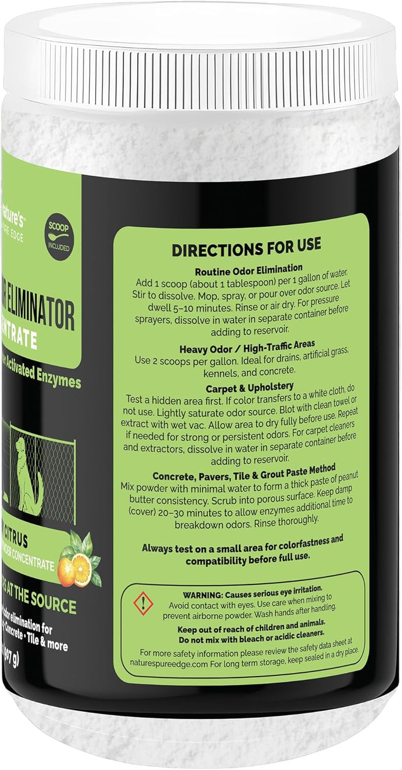 Enzyme Powder Concentrate Makes 86 Gallons - Professional Use for Kennel and Pet Odor Elimination - Removes Urine Poop from Carpets Floors - Sunny Citrus