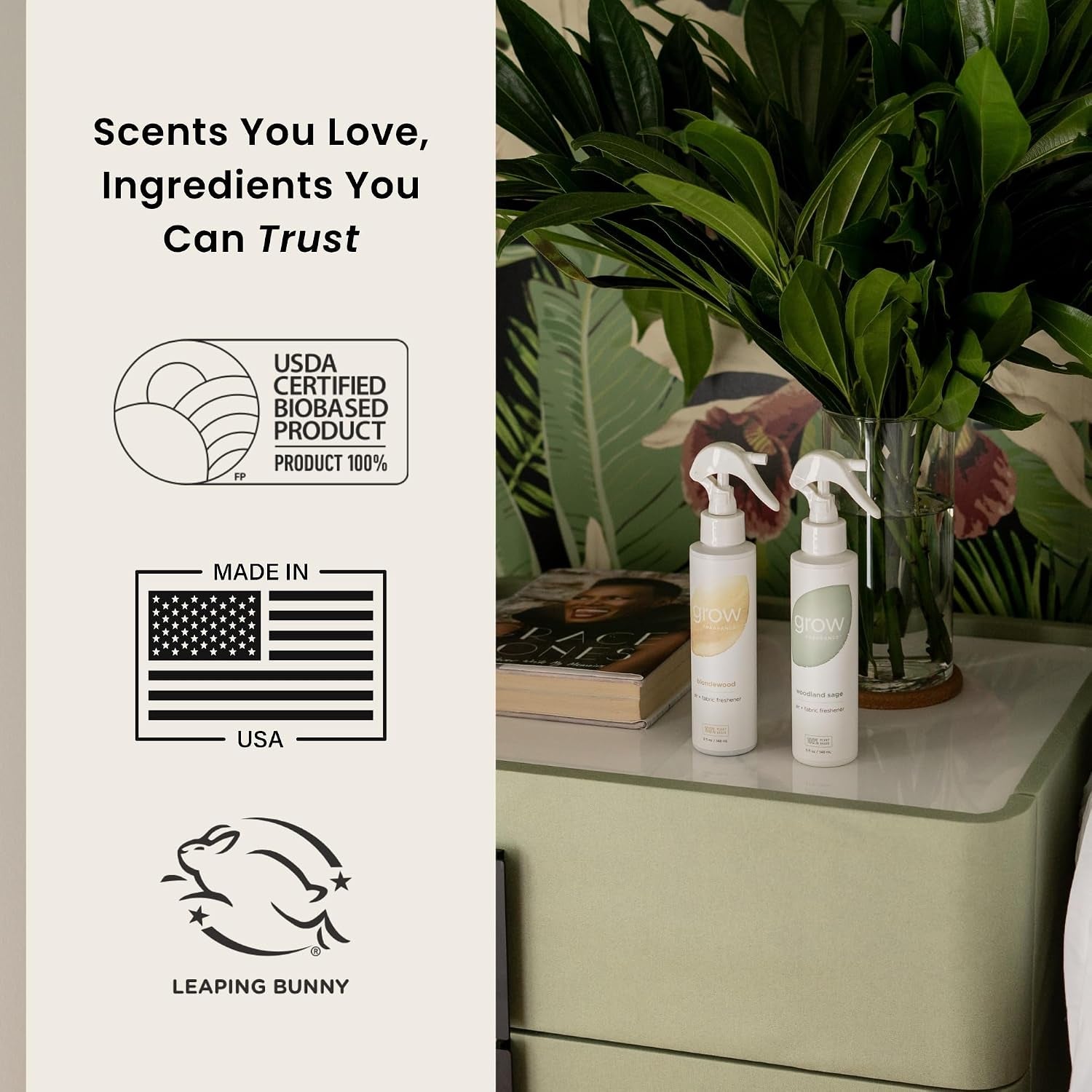 100% Plant-Based Air Freshener Spray | Freshen Fabric & Rooms | Golden Grove, Woodland Sage, Blondewood Scents | Made with Natural Essential Oils - Variety 3 Pack, 5 Oz Each