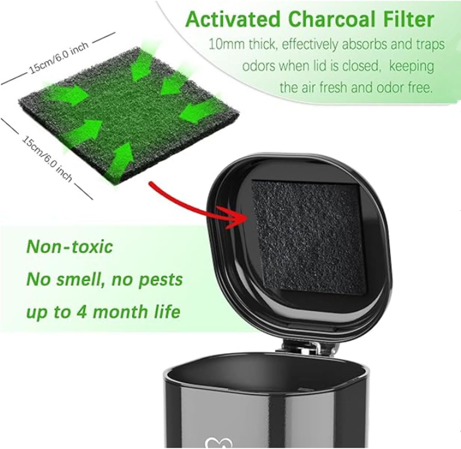 Dog Poop Trash Can for Outdoor with 4Pcs Activated Carbon Filter Replacement with Pet Waste Trash Can