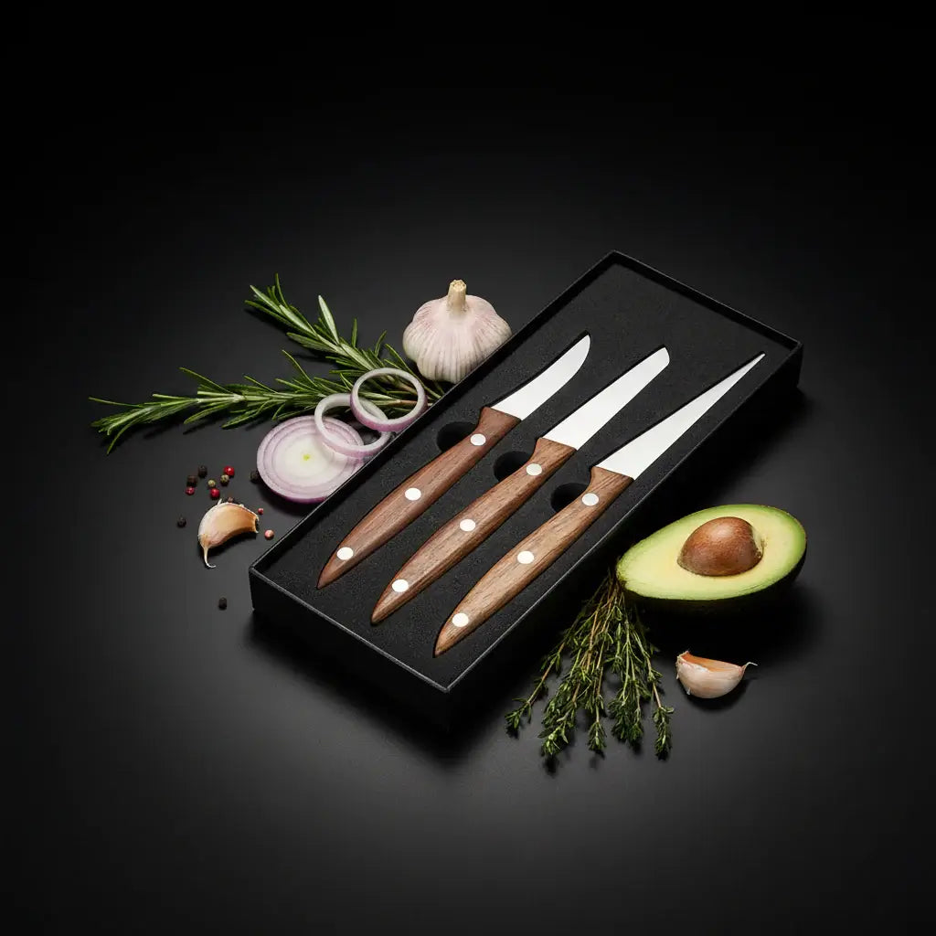 Stainless Steel Fruit Carving Knife Set Wood Handle Kitchen Knives