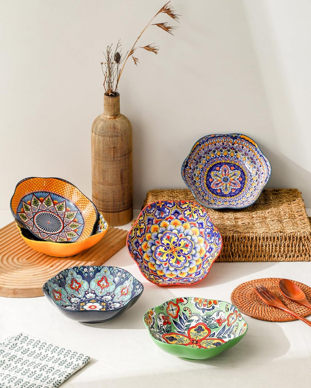 Plates and Bowls Set, Dinnerware Set for 6-20 Oz Bowls, 10.5 Inch Dinner Plates, 8.5 Inch Dessert Plates, 14 Oz Mugs