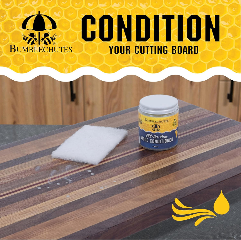Wood Cutting Board Care Kit Gift Box – Clean, Hydrate, Protect – Natural Beeswax Cutting Board Wax Food Grade Butcher Block Oil, Wood Soap, Scrub Brush, Buff Pads, Applicator