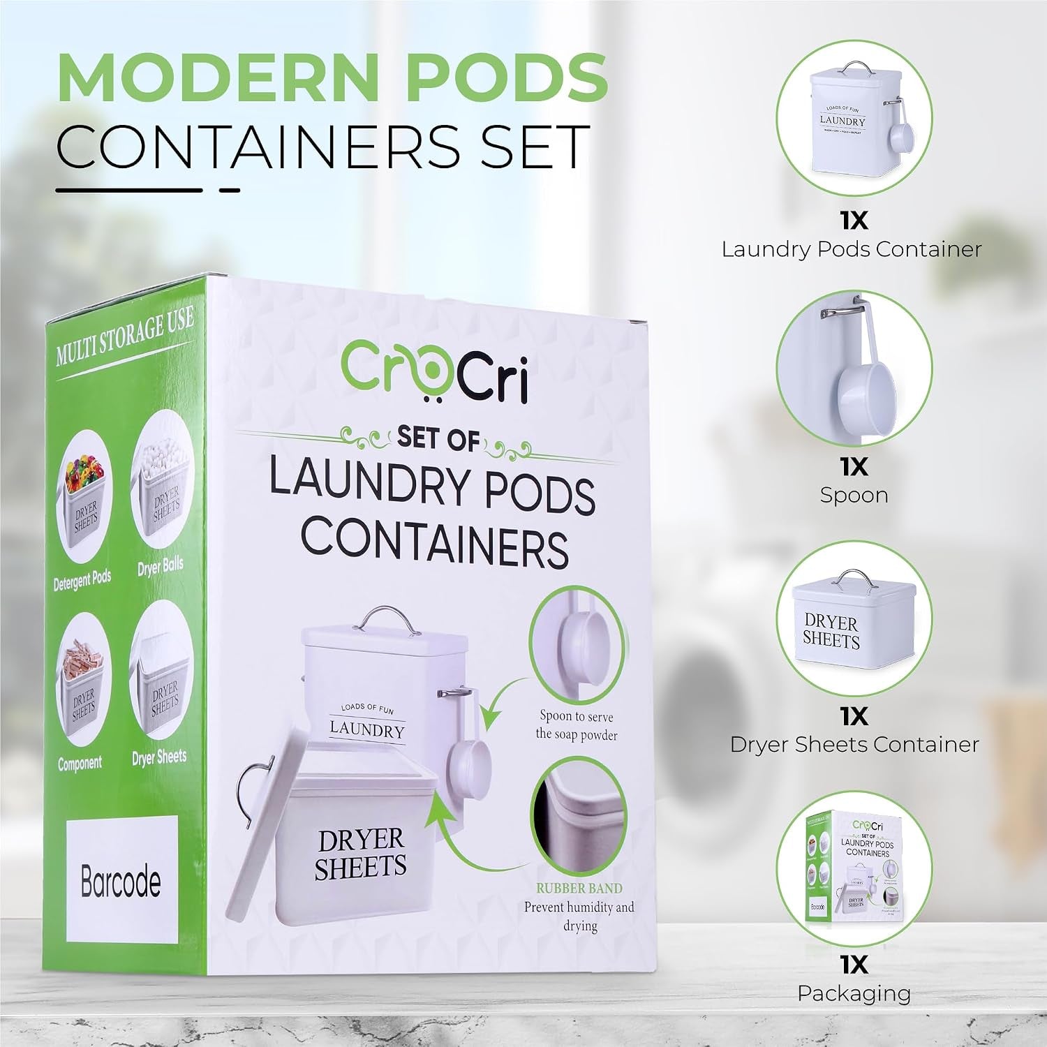 2 Pack Laundry Detergent Container and Dryer Sheet Holder Dispenser with Hermetic Seal,Farmhouse Laundry Room Organization Containers, Large Metal Laundry Detergent Powder Storage with Scoop