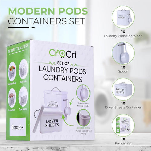 2 Pack Laundry Detergent Container and Dryer Sheet Holder Dispenser with Hermetic Seal,Farmhouse Laundry Room Organization Containers, Large Metal Laundry Detergent Powder Storage with Scoop