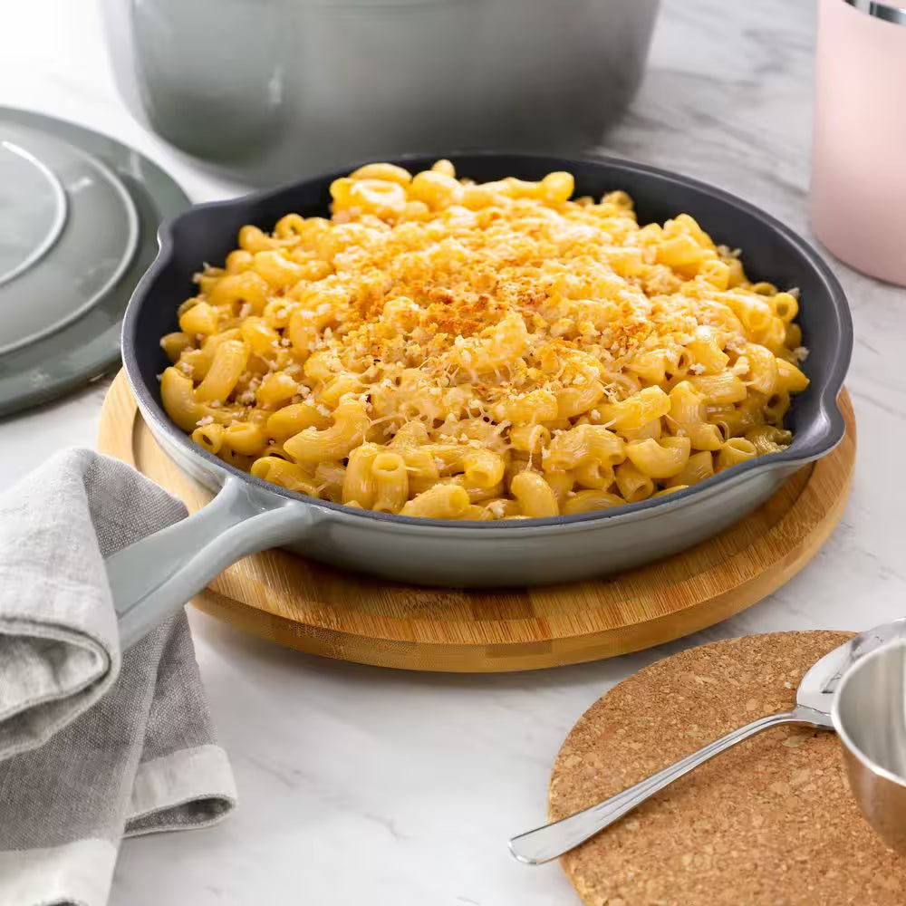 7 Piece Enameled Cast Iron Cookware Set in Gray