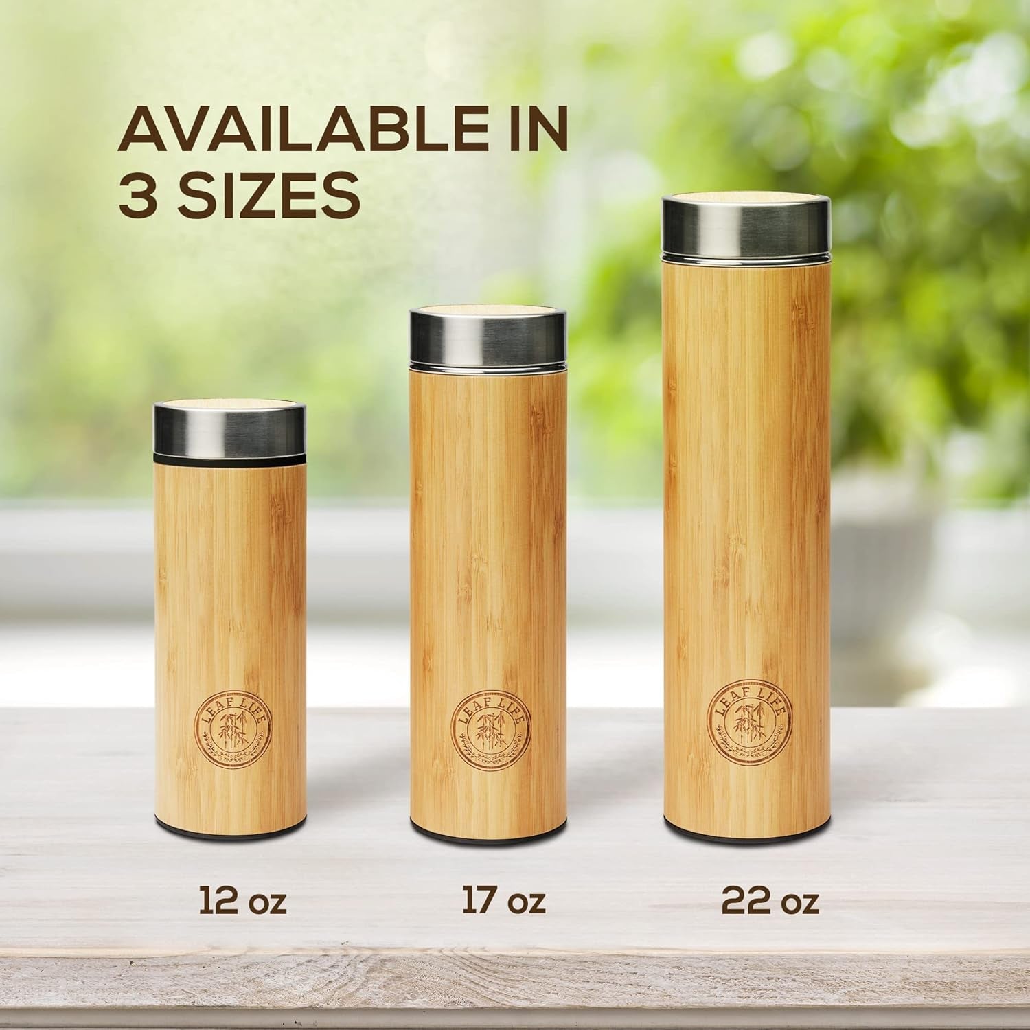 Premium Bamboo Tea Bottle for Loose Tea - Tea Infuser Bottle - Tea Gifts - Insulated Water Bottle/Coffee Tumbler/Tea - Tea Gift Set, Tea Accessories - Tea Tumbler 17Oz