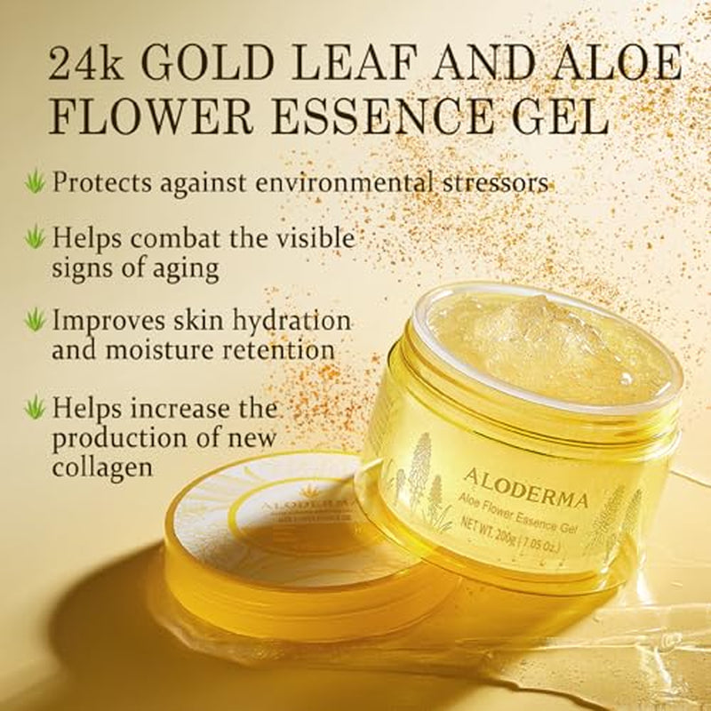 Aloe Vera Gel Set 3 Pack - Aloe Flower Essence Gel, Pure Aloe Vera Gel, Aloe Gel + Tea Tree Oil