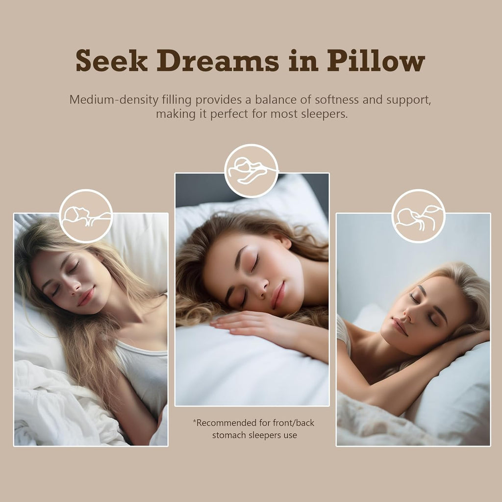 Lightweight Organic Feather down Comforter Full Size and down Pillows Set for Summer