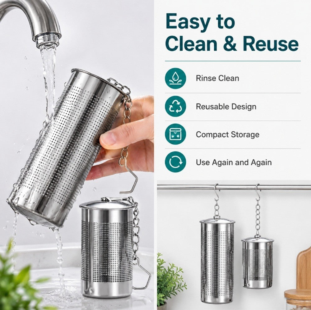 2-Pack Stainless Steel Tea Infuser Ball Fine Mesh Strainer W Chain Hook for Tea