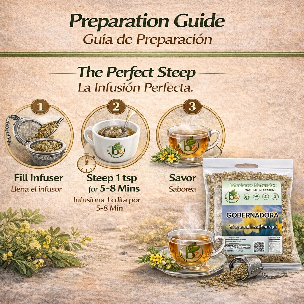 Gobernadora Tea (Chaparral Leaf) – 4 Oz Loose Leaf Herbal Tea – 100% Natural, Vegan, Caffeine-Free – Traditional Herb for Wellness – Includes Stainless Steel Tea Infuser Ball