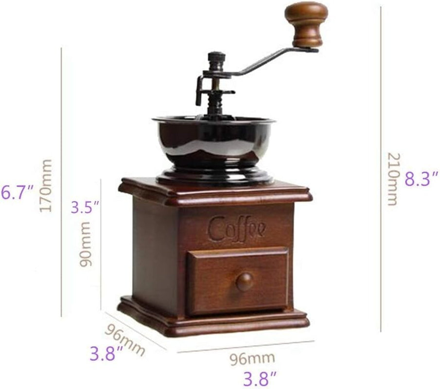 Manual Coffee Grinder Wood Vintage Antique Ceramic Hand Crank Coffee Mill New