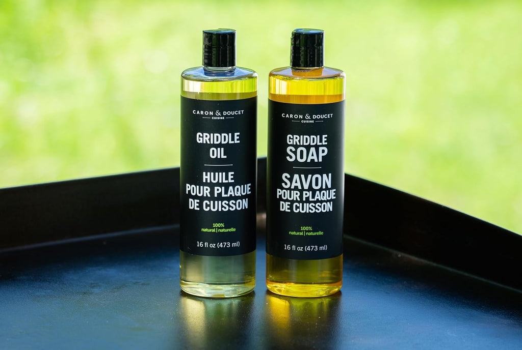 - 100% Plant-Based Griddle Cleaning Set: Seasoning Oil & Soap for Washing, Restoring & Seasoning Griddles!