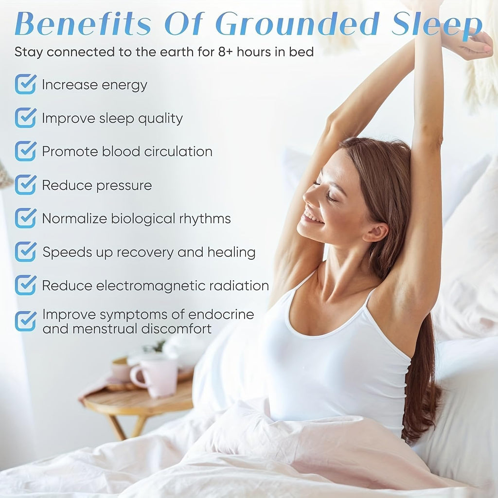 Grounding Sheets Queen Size, 95% Organic Cotton + 5% Silver Fiber, Earthing Bed Sheet with Cord - Premium Soft Breathable Fitted Sheet for Better Sleep, Deep Pocket (Gray)