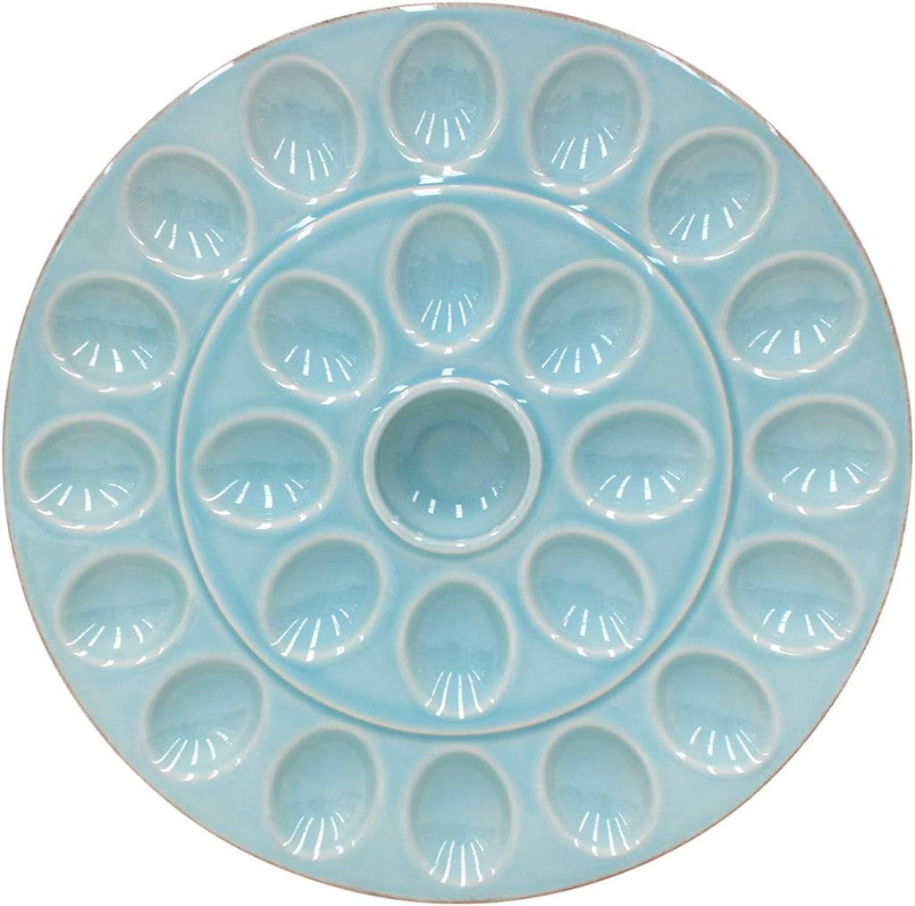 Ceramic Stoneware 13'' Egg Platter - Cook & Host Collection, Robin'S Egg Blue | Microwave, Dishwasher, Oven & Freezer Safe Dinnerware | Food Safe Glazing | Restaurant Quality Serveware