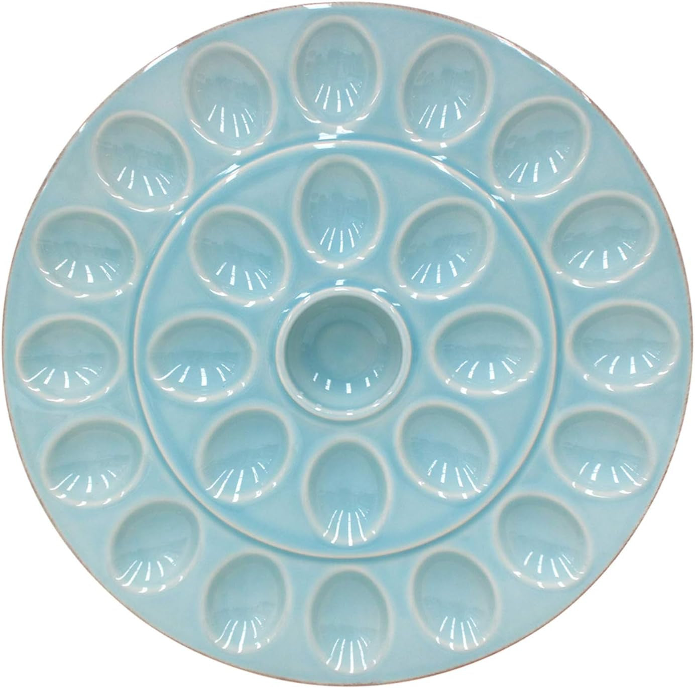 Ceramic Stoneware 13'' Egg Platter - Cook & Host Collection, Robin'S Egg Blue | Microwave, Dishwasher, Oven & Freezer Safe Dinnerware | Food Safe Glazing | Restaurant Quality Serveware