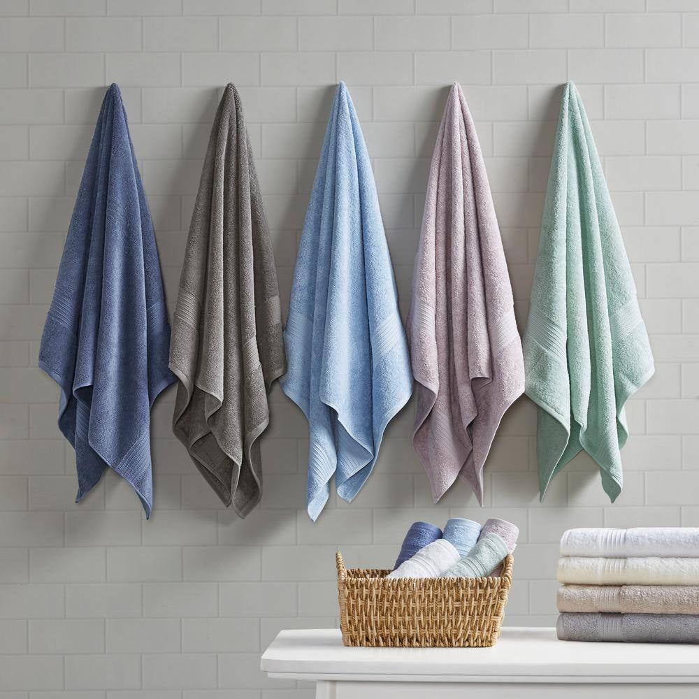 Organic 6-Piece Blue Cotton Bath Towel Set