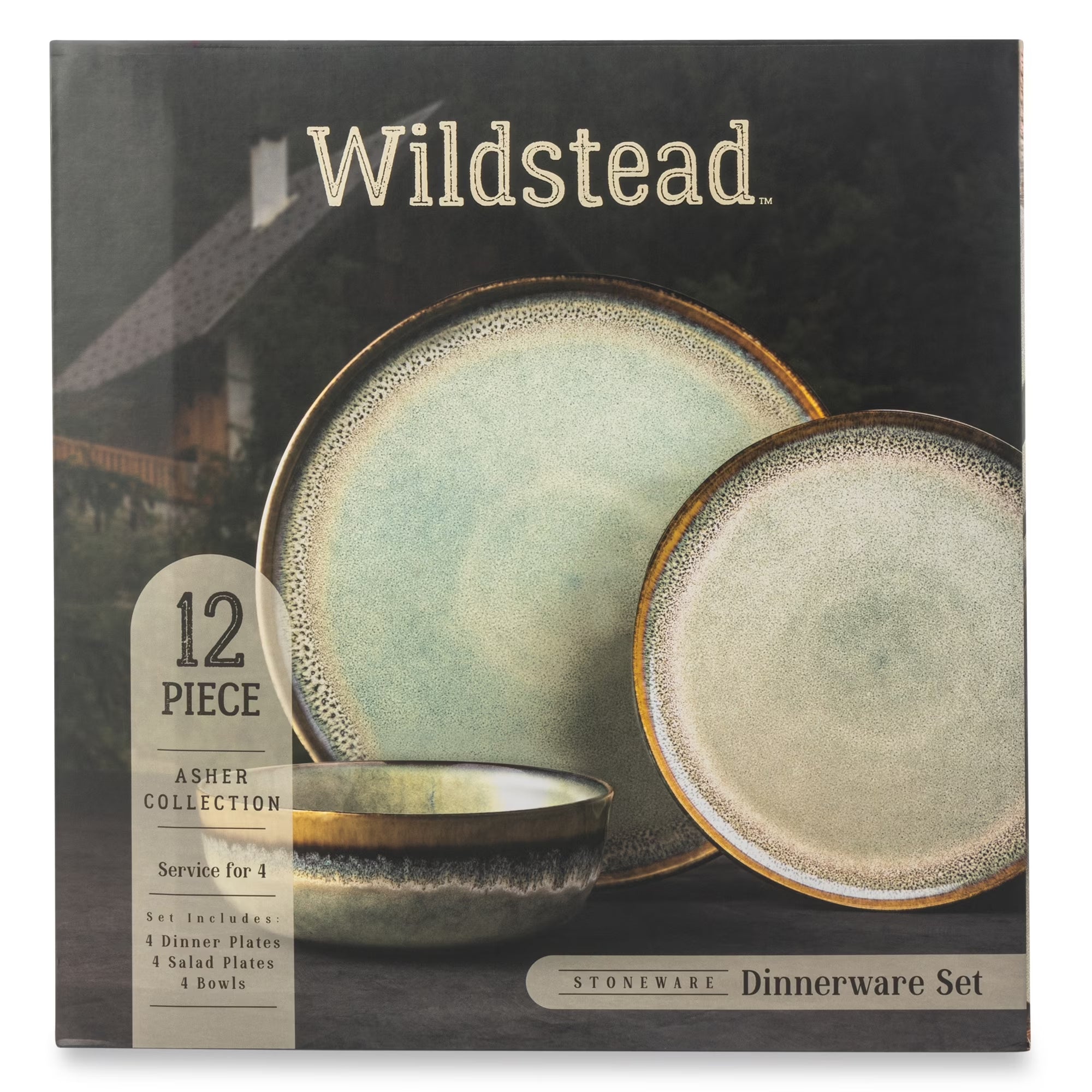 12-Piece Ceramic Dinnerware Set, Asher Collection