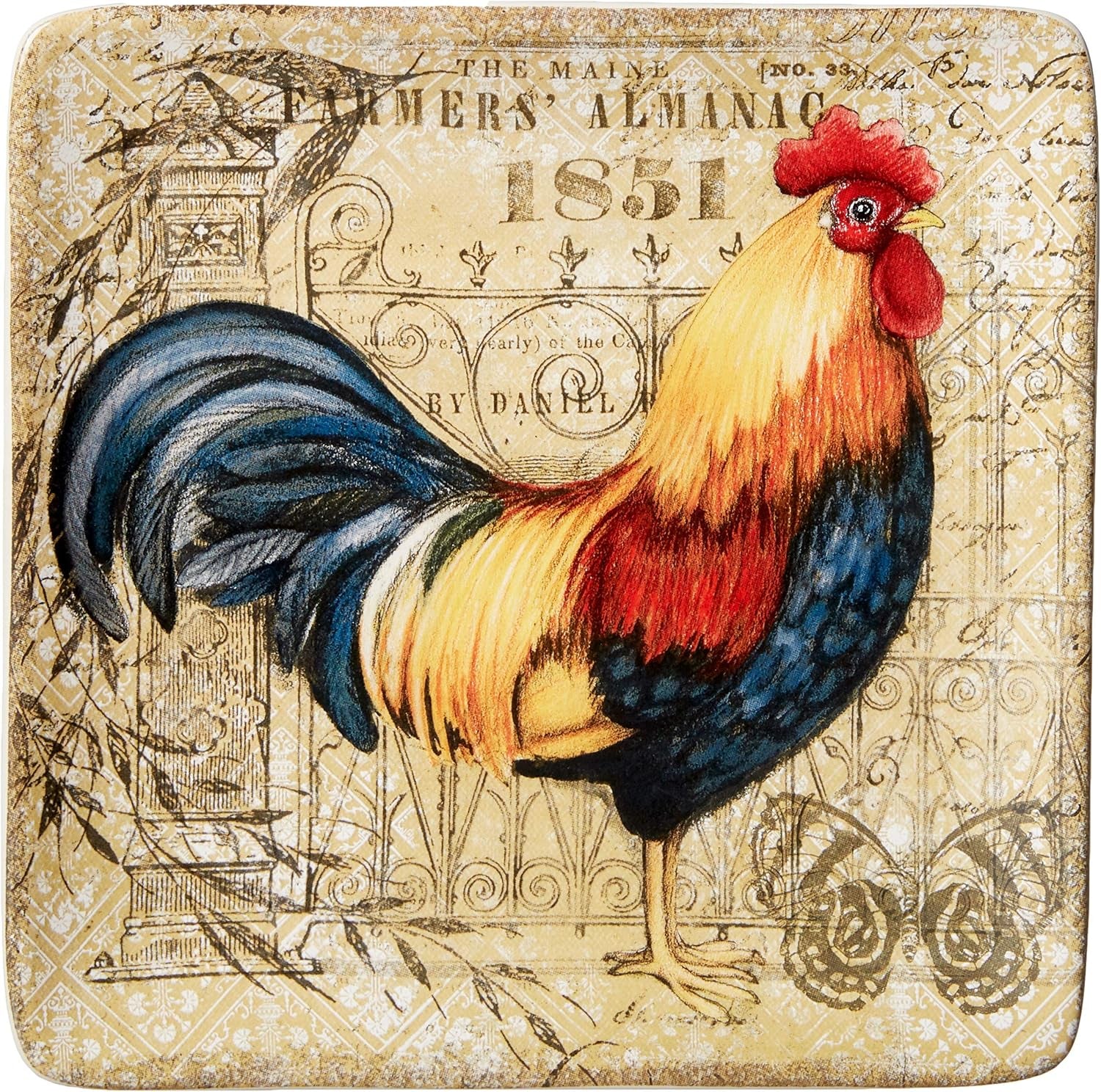 Gilded Rooster 16 Pc Dinnerware Set, Service for 4