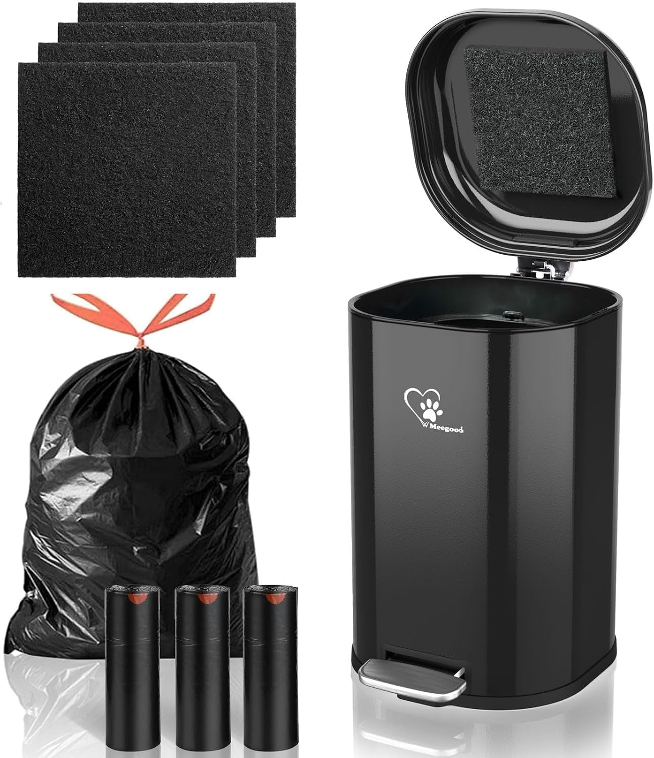Dog Poop Trash Can for Outdoor with 4Pcs Activated Carbon Filter Replacement with Pet Waste Trash Can
