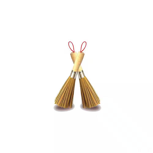 2-Pack Traditional Natural Bamboo Wok Cleaning Brushes, Dishwashing Kitchen Tools