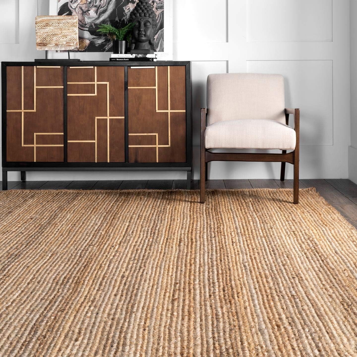 2X4 Rigo Jute Hand Woven Area Rug, Natural, Solid Farmhouse Design, Natural Fiber, for Bedroom, Living Room, Dining Room, Hallway, Office, Kitchen, Entryway