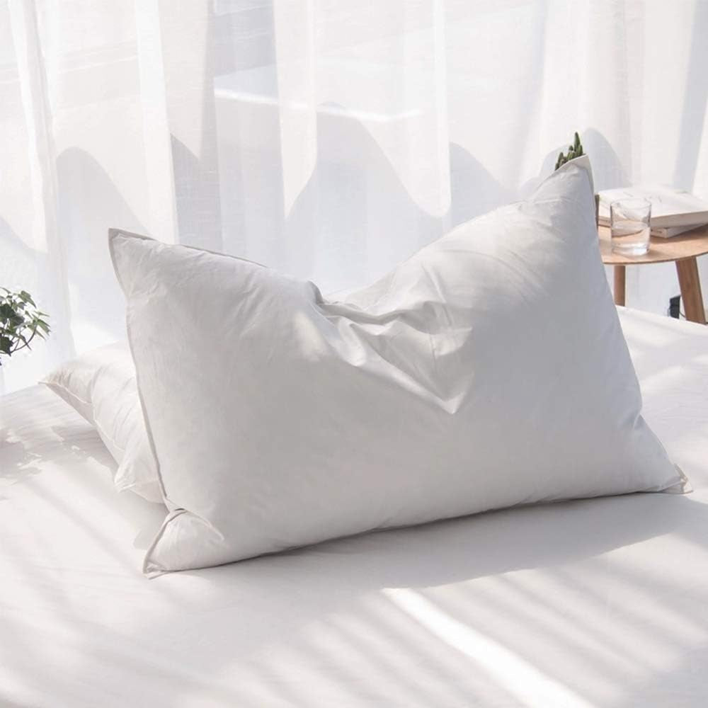 Luxury Feathers down Pillows Queen Size Set of 2, Hotel Quality Fluffy Bed Pillows, Soft Pillows for Sleeping, Organic Cotton Cover(20X28”, Pack of 2)