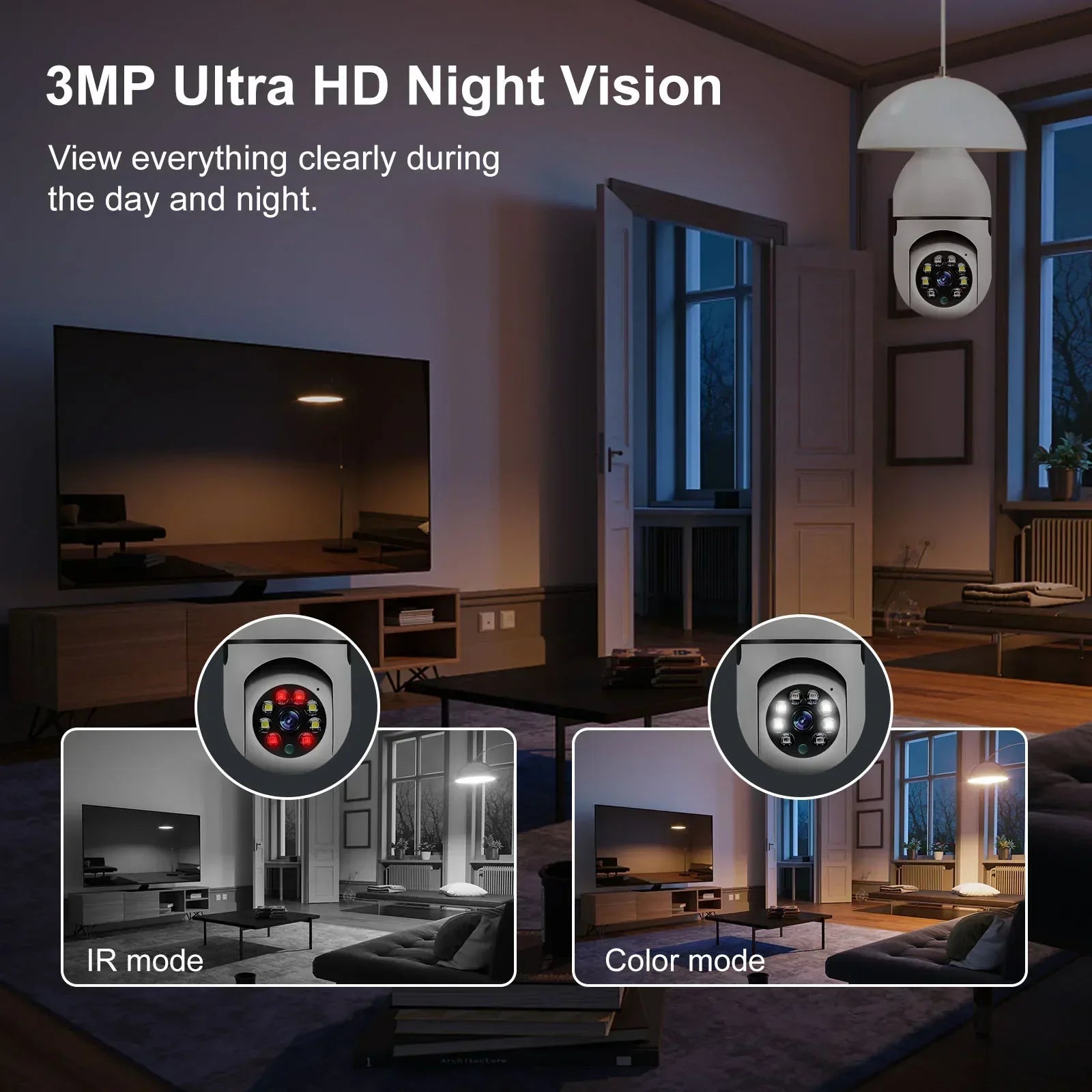 E27 Wifi Camera Bulb 3Mp With Night Vision